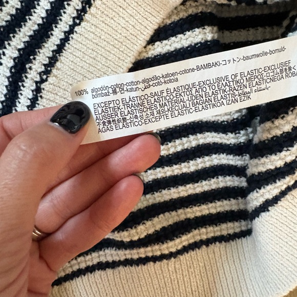 Zara navy and Cream Striped Knit Top - Picture 4 of 7